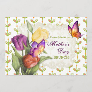 Invitation Tulipes du printemps 2 Brunch Fête des Mères