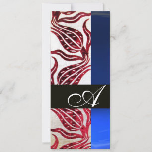 Invitation TULIPES EN DAMASSÉ VELVOUR ROUGE MONOGRAMME Bourgo