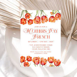Invitation Tulipes oranges modernes Fête des mères florales B