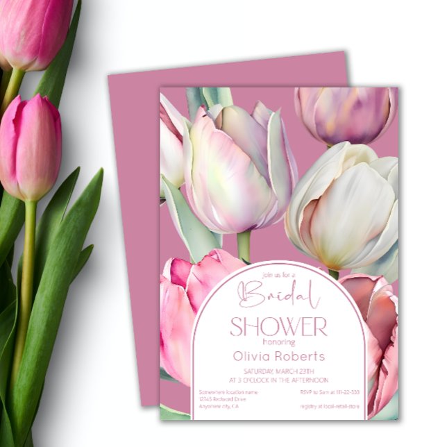 Invitation Tulipes rose printemps Douche nuptiale (Créateur téléchargé)