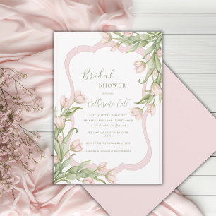 Invitation Tulipes roses Élégant Vintage Mariage I