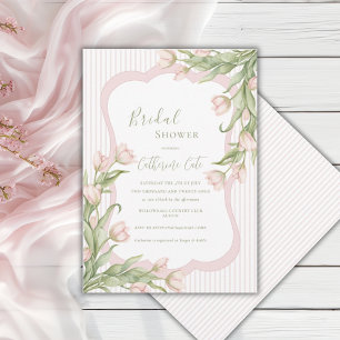 Invitation Tulipes roses Élégant Vintage Shower de Mariage