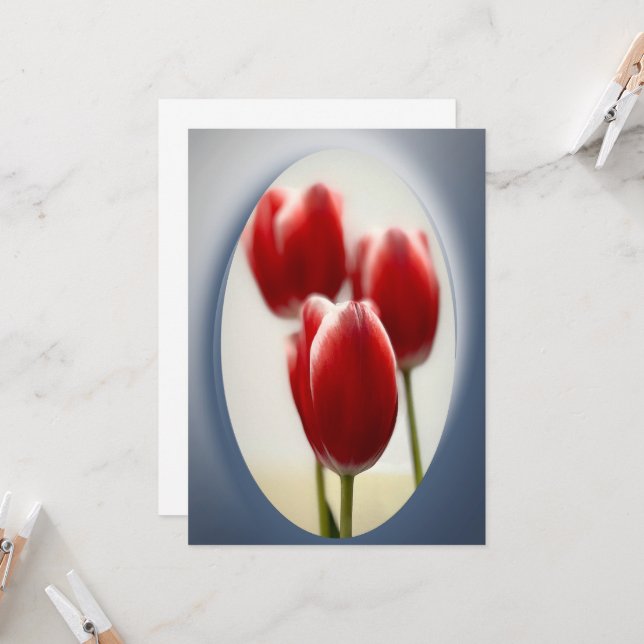 Invitation Tulipes rouges (Devant/Arrière en situation)