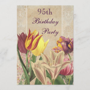 Invitation Tulipes vintages et Lys 95e anniversaire