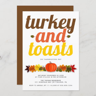 Invitation Turquie et toasts typographie moderne Friendsgivin