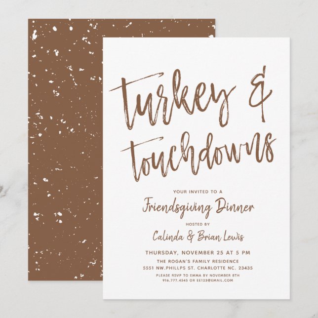 Invitation Turquie et Touchdowns | Fête de l'Amabilité Brown (Devant / Derrière)