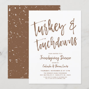 Invitation Turquie et Touchdowns Fête de l'Amour Brown