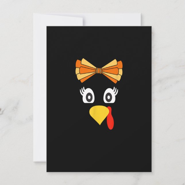 Invitation Turquie Face Girl Retro Bow Friendsgiving Thanksgi (Devant)