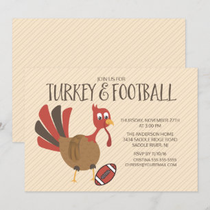 Invitation Turquie mignonne et football Thanksgiving Invitati