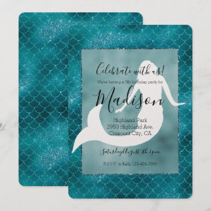 Invitation Turquoise Aqua Blue Parties scintillant Éperche Si