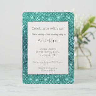 Invitation Turquoise Aqua Green Sparkday