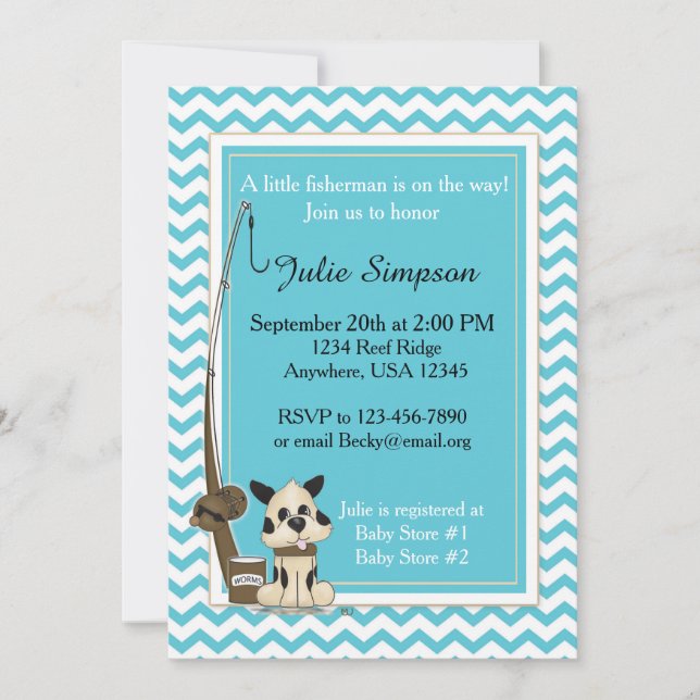 Invitation Turquoise au Baby shower Chevron (Devant)
