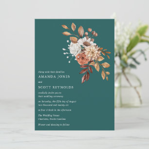 Invitation Turquoise automne Floral moderne Mariage