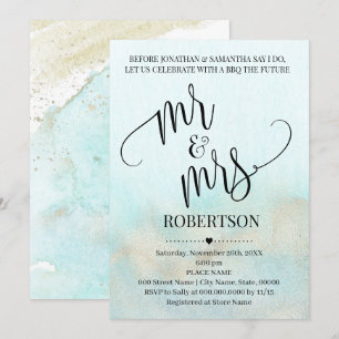 Invitation Turquoise avec de l'or avant de faire M. & Mme Cou