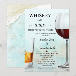 Invitation Turquoise avec Whiskey Or & vin avant de faire Dou