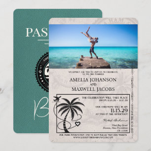 Invitation Turquoise Bahamas Passport Mariage