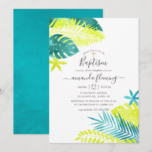 Invitation Turquoise - Baptême tropicale turquoise et citron