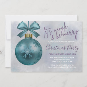 Invitation Turquoise Bauble Purple Parties scintillant Script