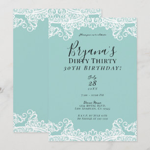 Invitation Turquoise Blanc Dentelle Sale 30 30e Anniversaire