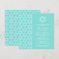 Turquoise & Blanc Juive Star De David Bat mitzvah