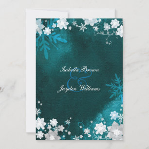 Invitation Turquoise blanc Mariage à bille d'hiver