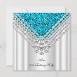 Invitation Turquoise Bleu Blanc Anniversaire Parties scintill