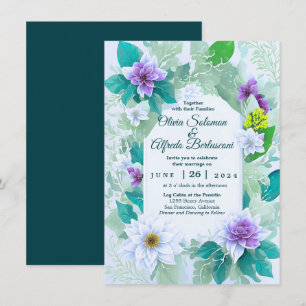 Invitation Turquoise bleu élégant moderne whimsic mariage thè