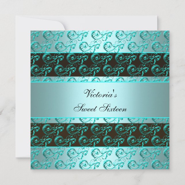 Invitation Turquoise Bleu Flèches Sweet sixteen élégant (Devant)