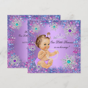 Invitation Turquoise bleu violet rose princesse Baby shower B