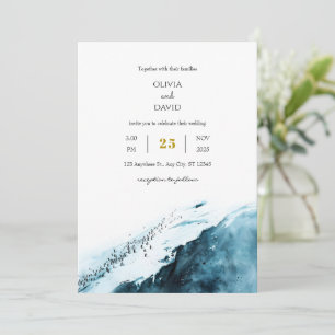 Invitation Turquoise Blue Antarctique Côte Penguin Océan Mari