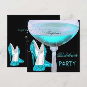Invitation Turquoise Blue Bachelorette Party Champagne Chauss