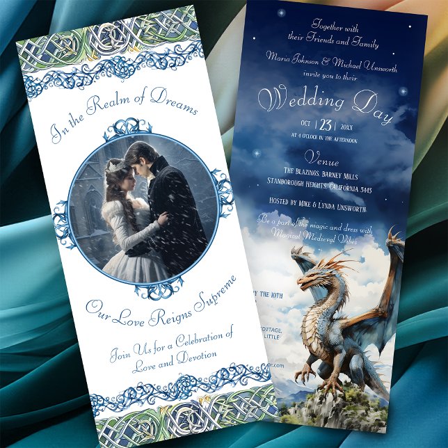 Invitation Turquoise Blue Celtic Dragon Mariage (Créateur téléchargé)