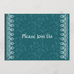 Invitation Turquoise Blue Damask