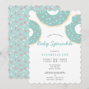 Invitation Turquoise Blue Donut Baby Sprinkle Douche