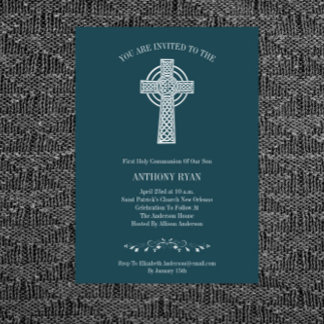 Invitation turquoise Blue First Communion