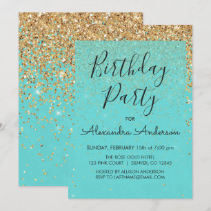 Invitation Turquoise Blue Girl Parties scintillant Étincelle