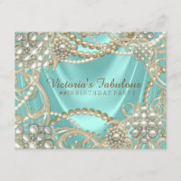 Turquoise Blue Ivory Pearl fête d'anniversaire