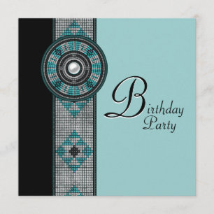 Invitation Turquoise Blue Native American Birthday Party