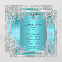 Turquoise Blue Snowflake Silver Winter Wonderland