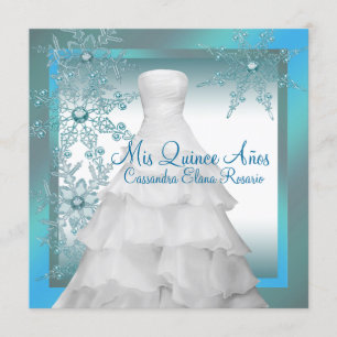 Invitation Turquoise Blue Snowflakes Winter Wonderland Quince