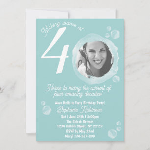 Invitation Turquoise bouchée à la fête du 40e anni