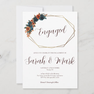 Invitation Turquoise Burnt Orange Fiançailles Modèle d'invita