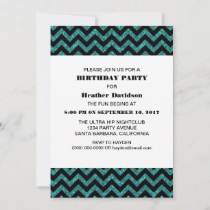 Invitation Turquoise Chevron Parties scintillant Anniversaire