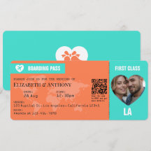 Turquoise & Coral Boarding Pass Wedding