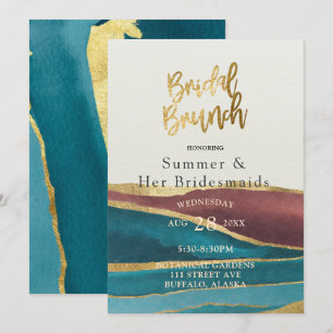 Invitation Turquoise Crème de crème Agate Gold Bridesmaitres
