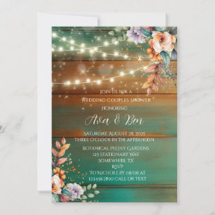 Invitation Turquoise Cuivre Peony Mariage clair Couples Show