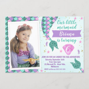 Invitation turquoise d'anniversaire de queue de