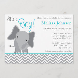 Invitation turquoise de baby shower de Chevron