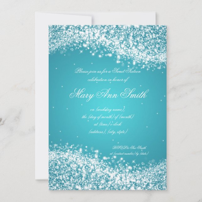 Invitation Turquoise de la vague d'Sweet sixteen d'anniversai (Devant)