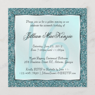 Invitation turquoise de scintillement élégant de